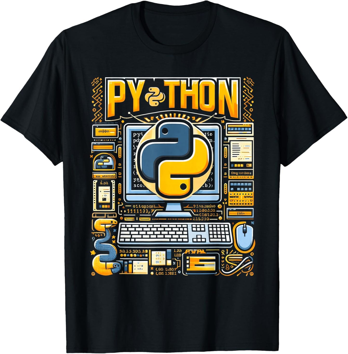 Python Dev Programming Python Programming, -Adults , Black, Small, Short Sleeve T-Shirt - T-Shirt | Black