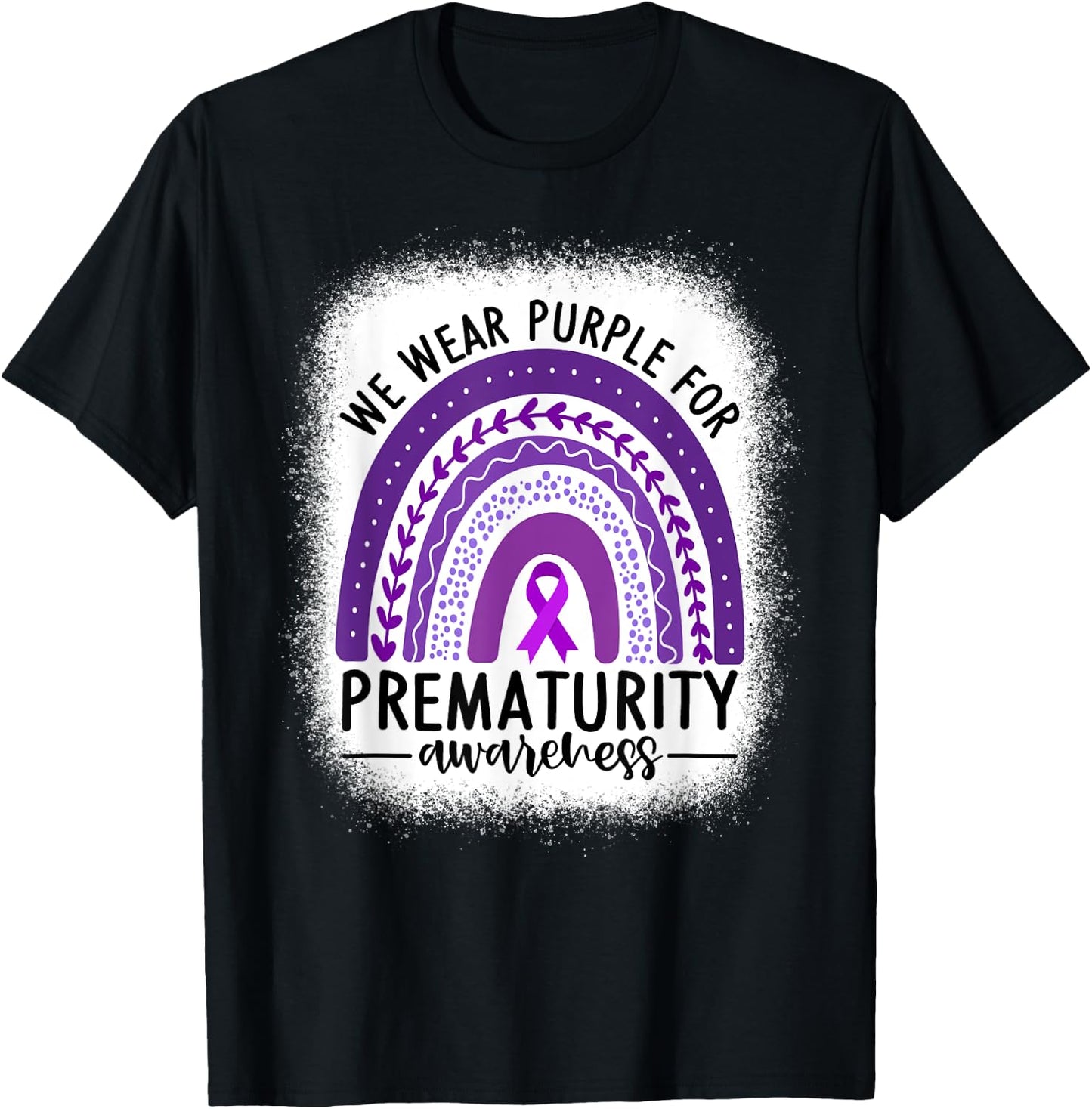Rainbow Preemie - We Wear Purple for Prematurity Awareness T-Shirt - T-Shirt | Black