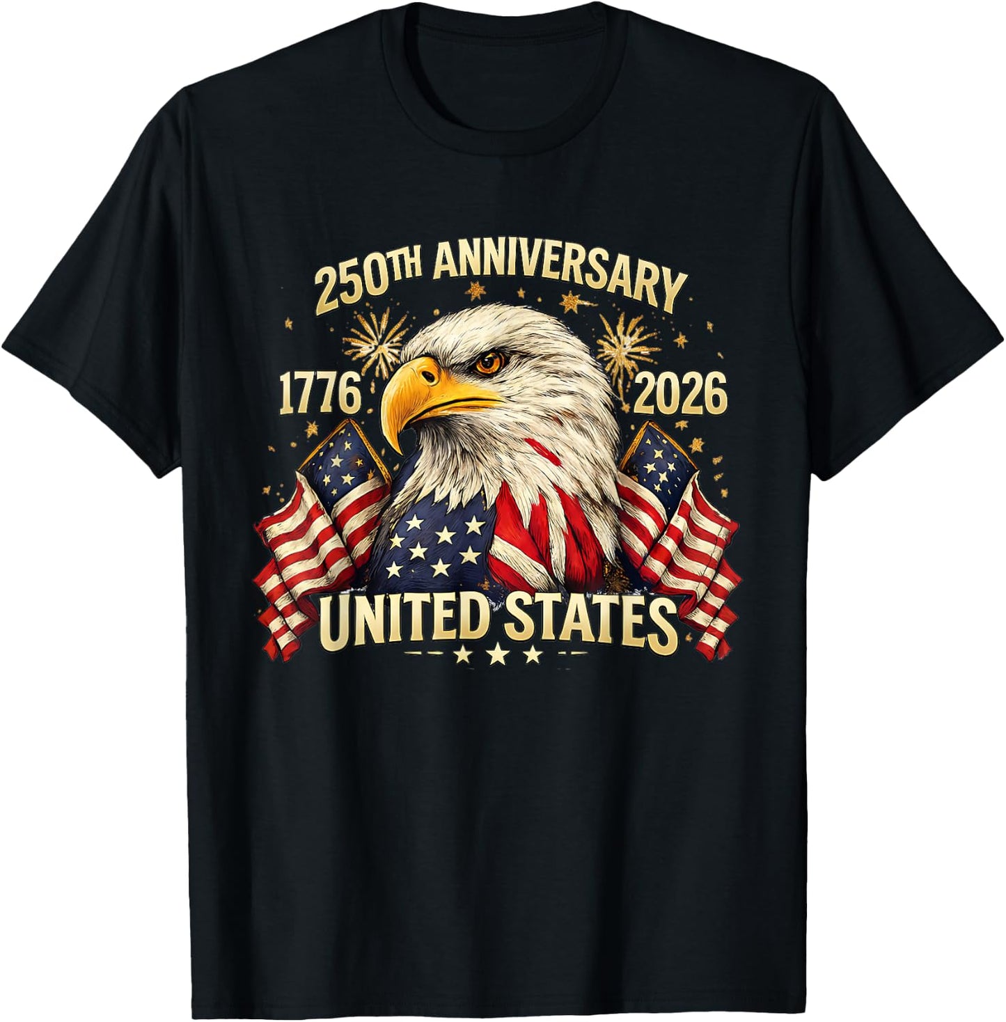 250th Years of USA Anniversary 1776–2026 American Patriotic T-Shirt - T-Shirt | Black