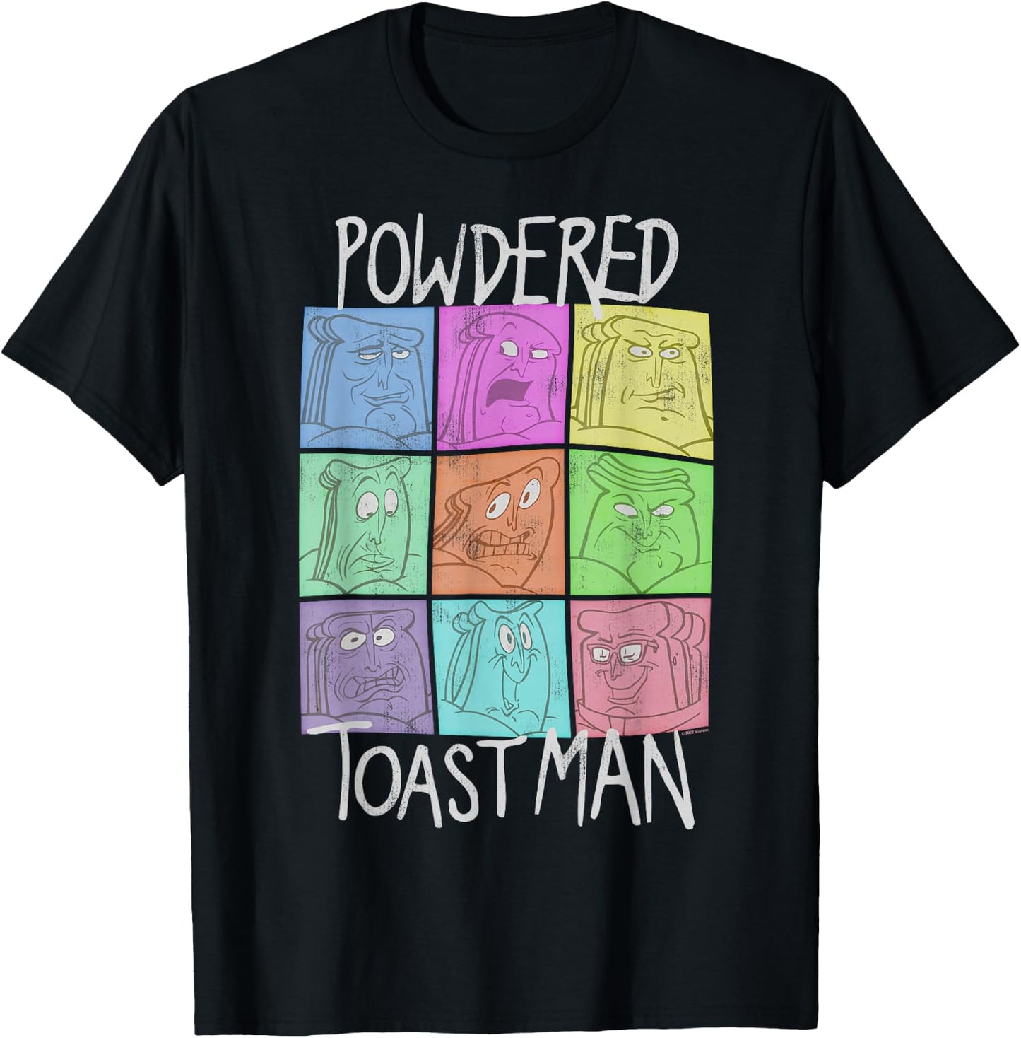 Ren and Stimpy Faces of Powdered Toast Man T-Shirt - T-Shirt | Black