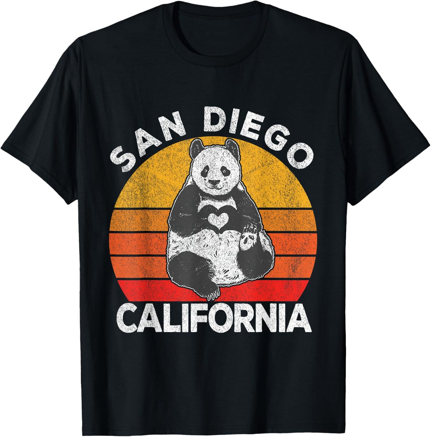 San Diego California Retro Panda Zoo Vintage T-Shirt - T-Shirt | Black