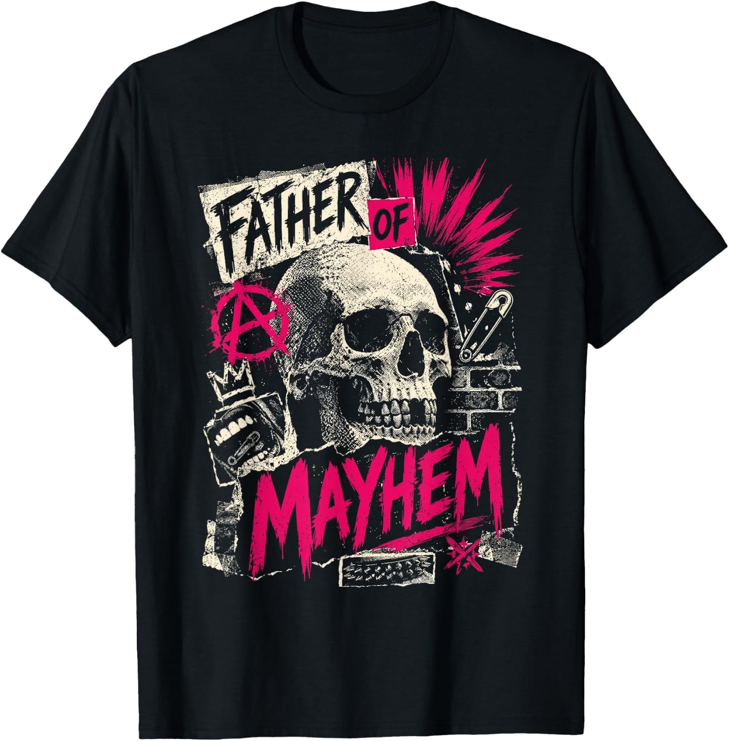 Father's Day Father of Mayhem Funny Dad Matching Family T-Shirt - T-Shirt | Black