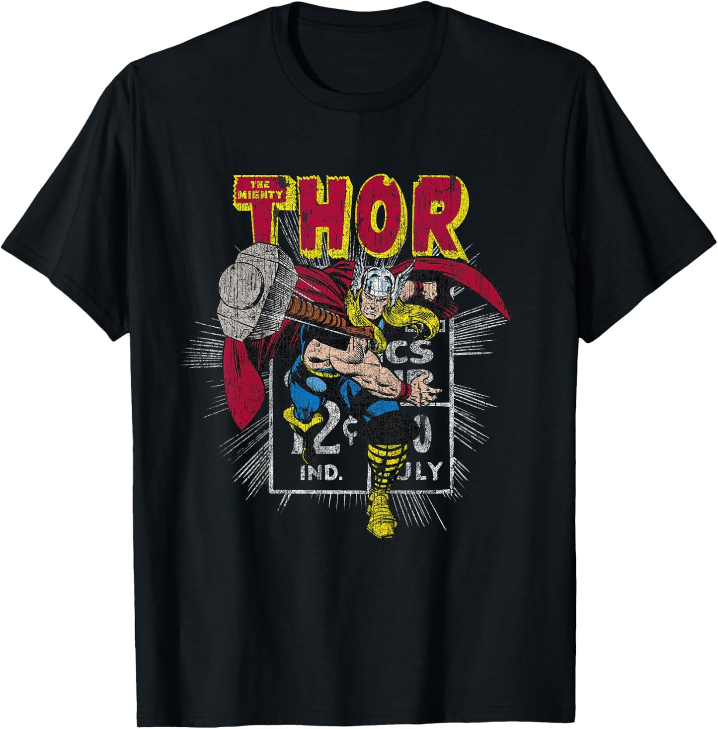 Kids Marvel Mighty Thor Hammer Throw Retro Kids Graphic T-Shirt - T-Shirt | Black