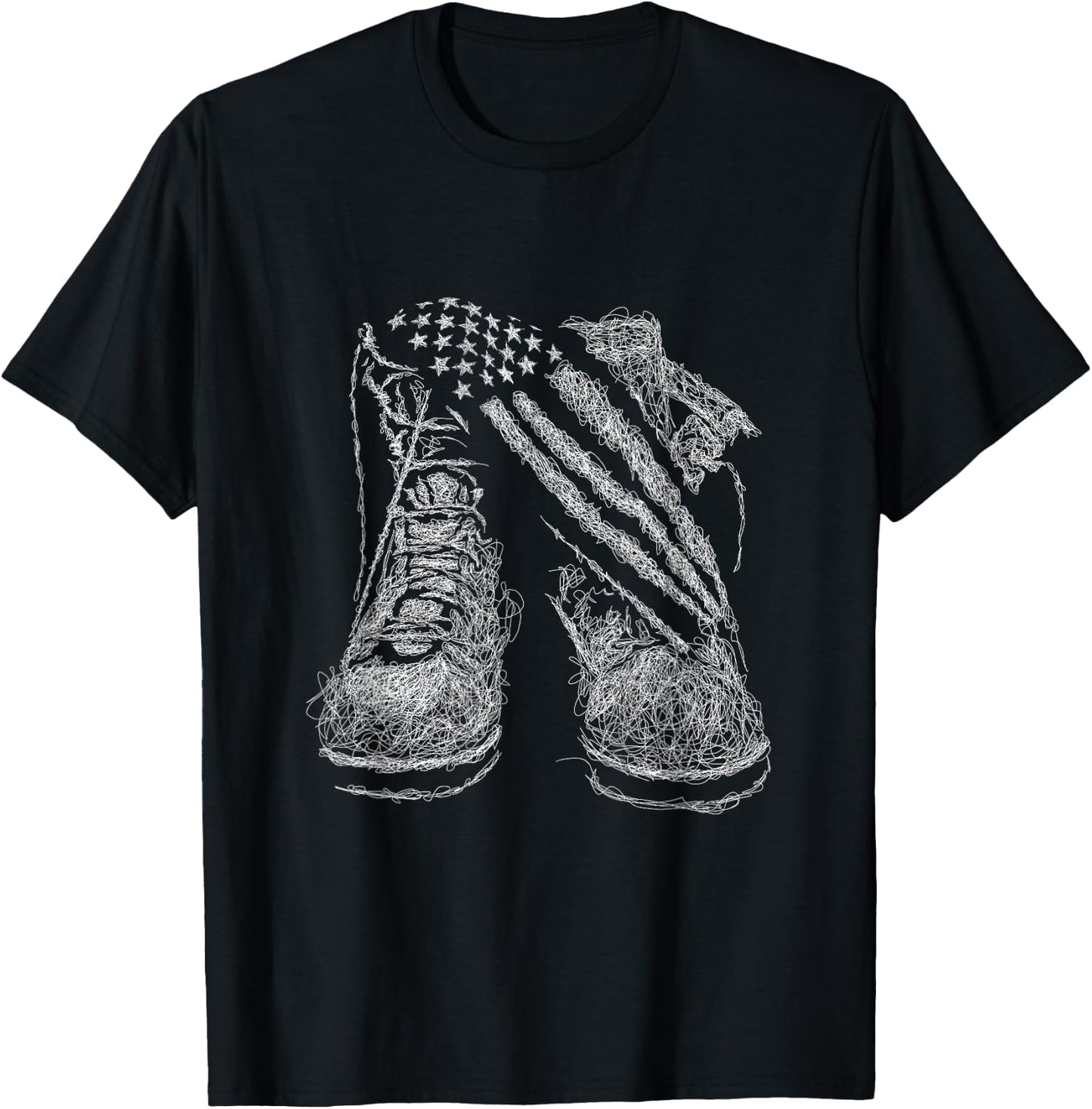 Army Boots USA Flag Boots Print Tactical Boots T-Shirt - T-Shirt | Black