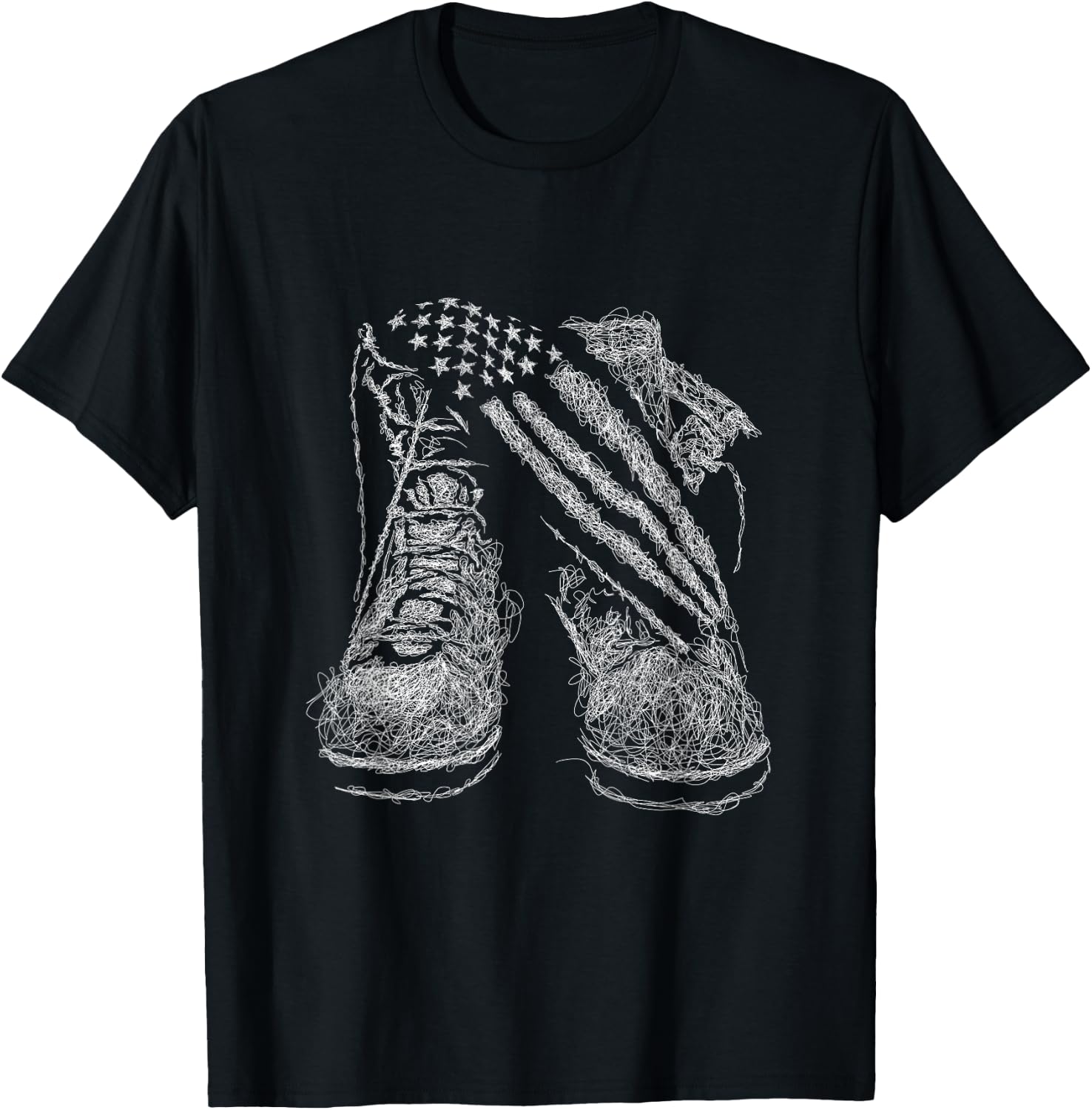 Army Boots USA Flag Boots Print Tactical Boots T-Shirt - T-Shirt | Black