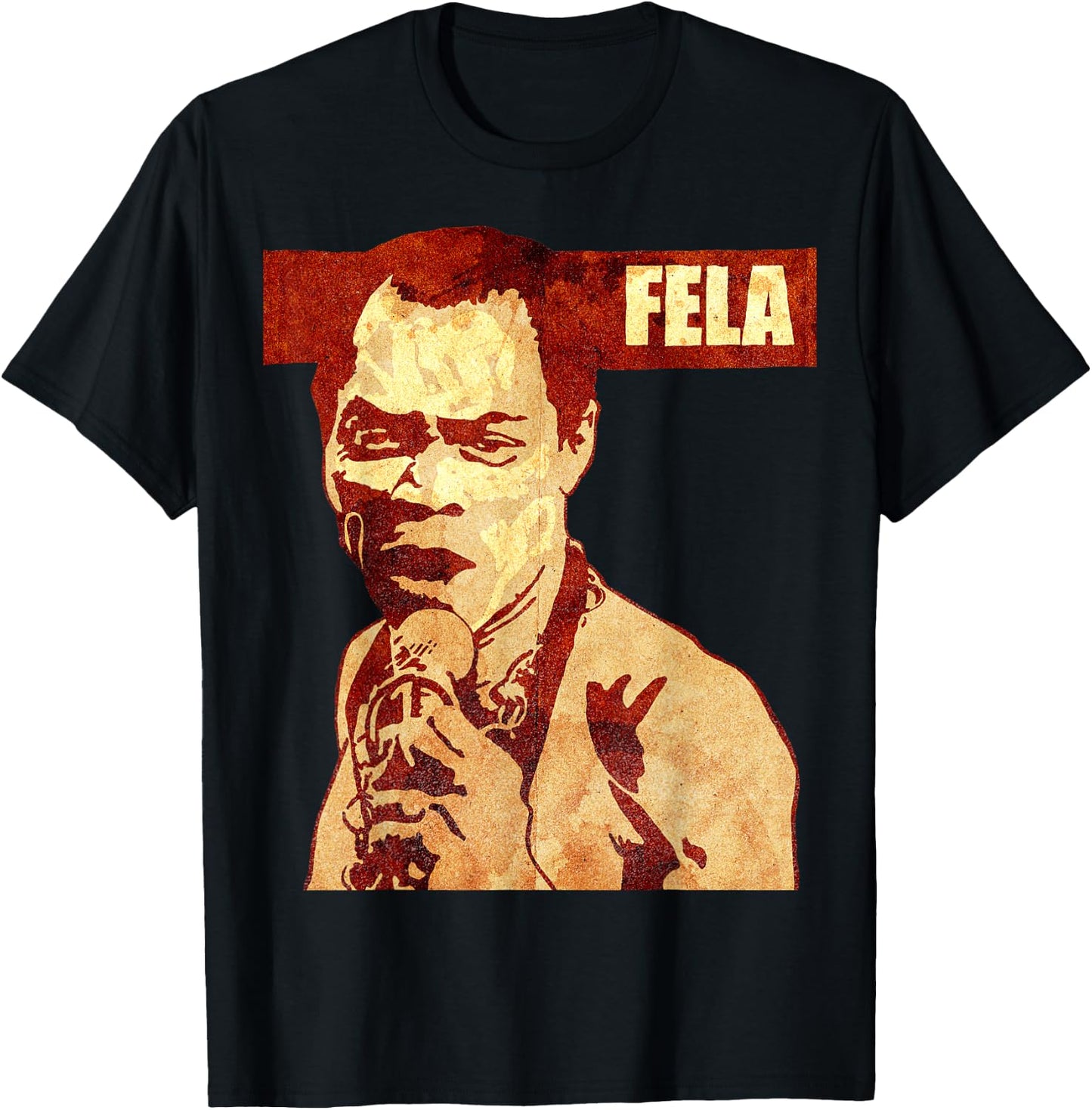 WellRed -Adults Fela Kuti Graphic Black Small Classic Fit Short Sleeve T-Shirt - T-Shirt | Black