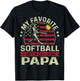Father's Day Favorite Softball Player Calls Me Papa US Flag T-Shirt - T-Shirt | Black