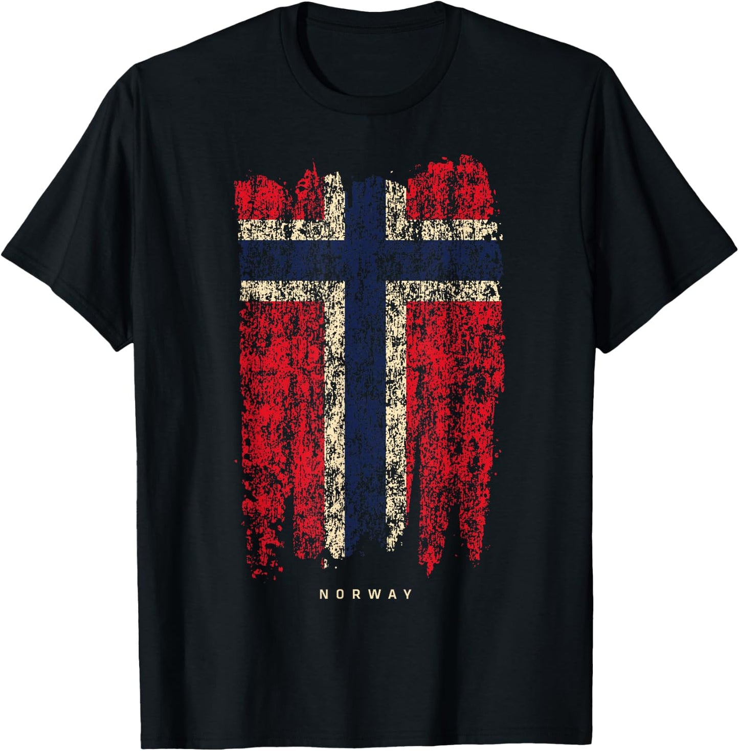Vintage Norway Flag Retro Norwegian T-Shirt - T-Shirt | Black