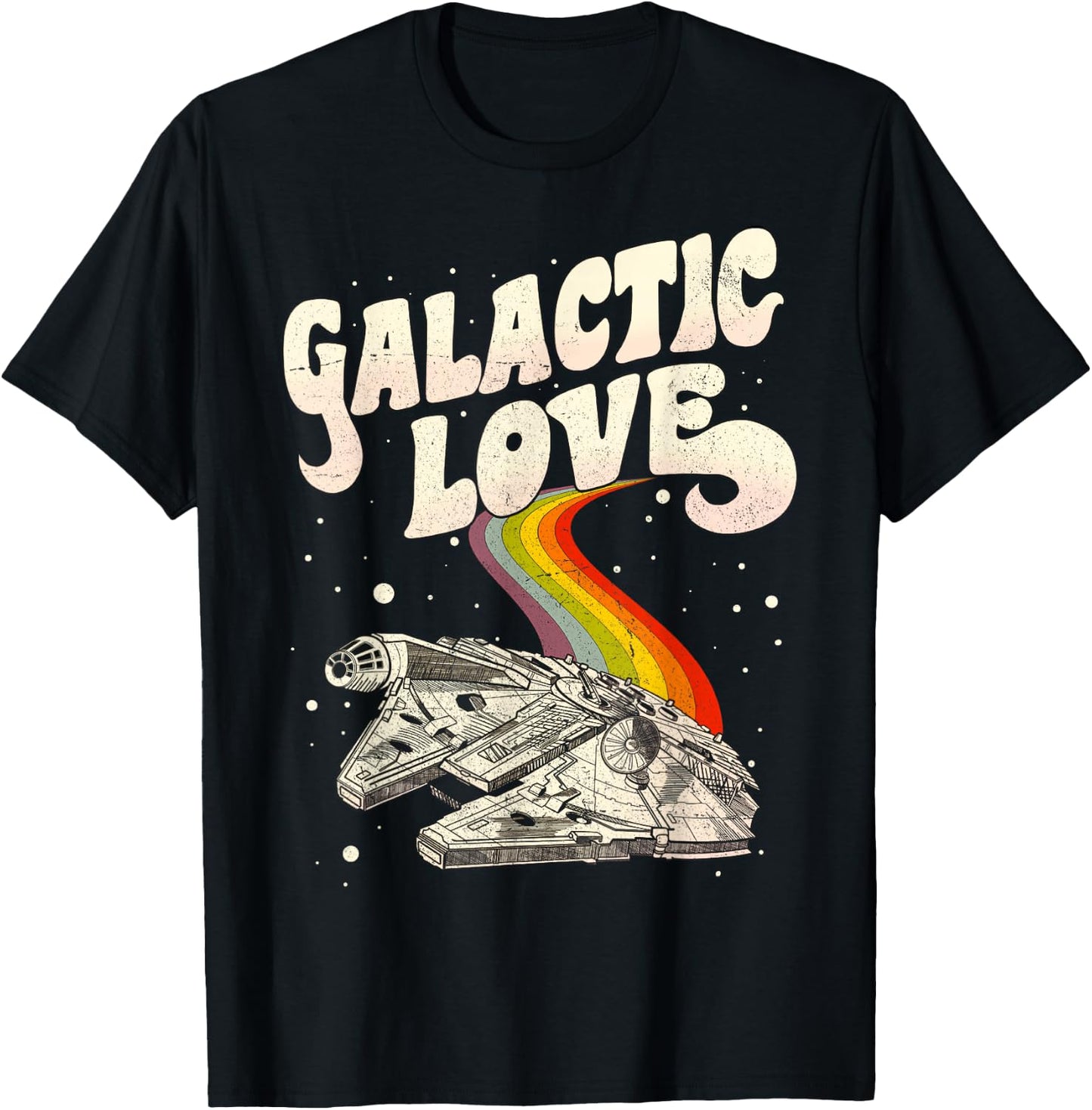 Star Wars Rainbow Millennium Falcon Galactic Love T-Shirt - T-Shirt | Black