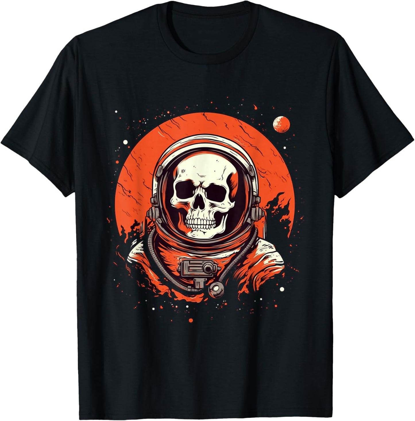 Skeleton Astronaut Occupy Mars in Space | Astronaut Skull T-Shirt - T-Shirt | Black