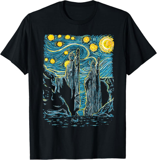 Argonath Starry Night Van Gogh Style T-Shirt - T-Shirt | Black
