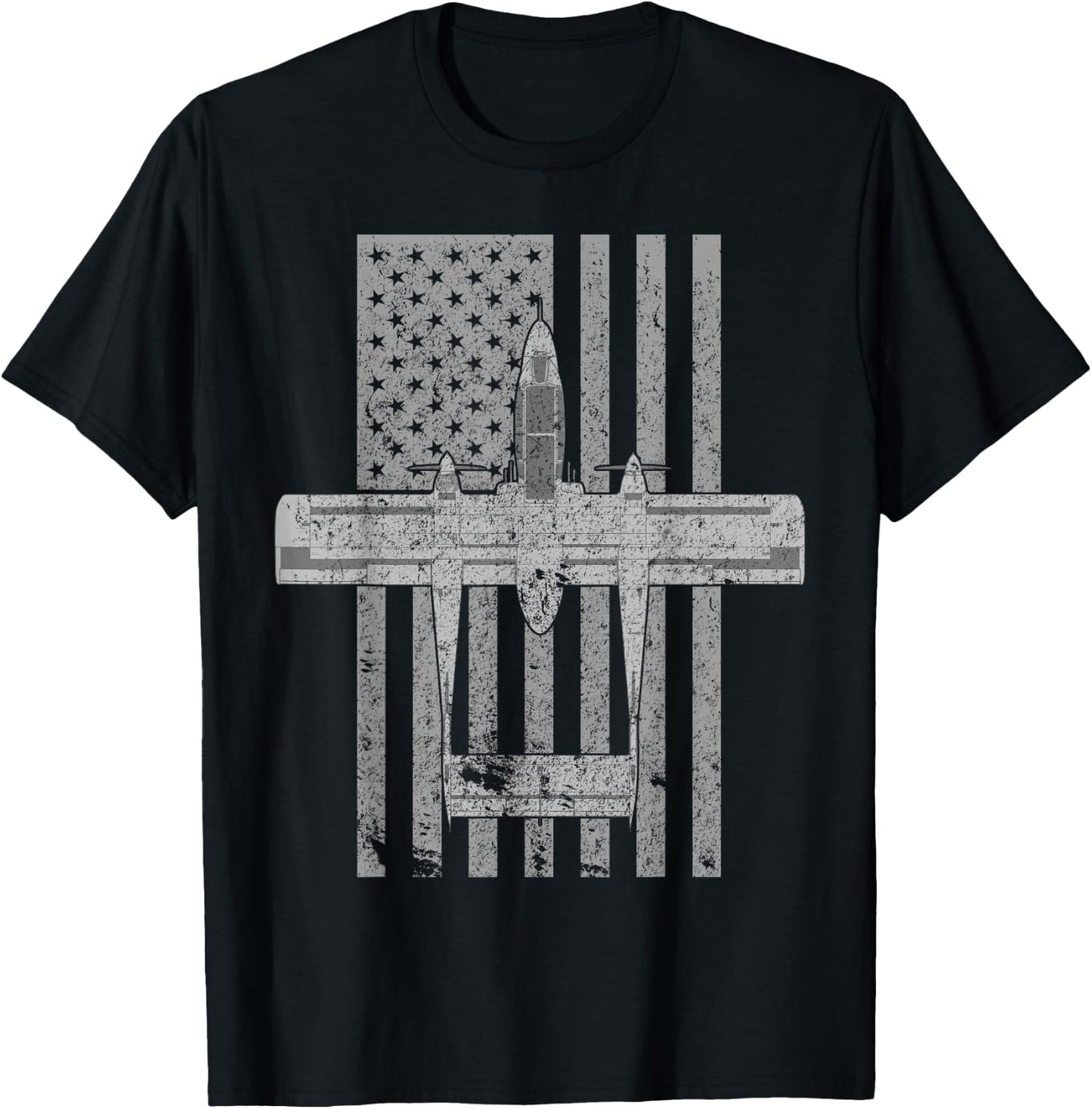 OV-10 Bronco Military Airplane Vintage Flag Pilot T-Shirt - T-Shirt | Black