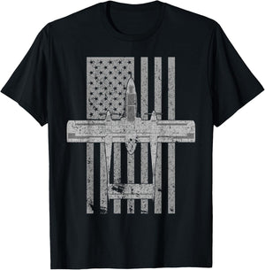 OV-10 Bronco Military Airplane Vintage Flag Pilot T-Shirt - T-Shirt | Black