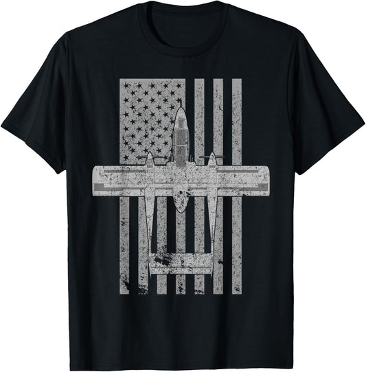 OV-10 Bronco Military Airplane Vintage Flag Pilot T-Shirt - T-Shirt | Black