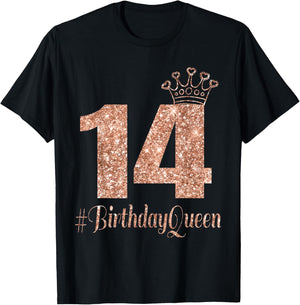 14th Birthday Gifts Girls Double Digits Rose T-Shirt - T-Shirt | Black