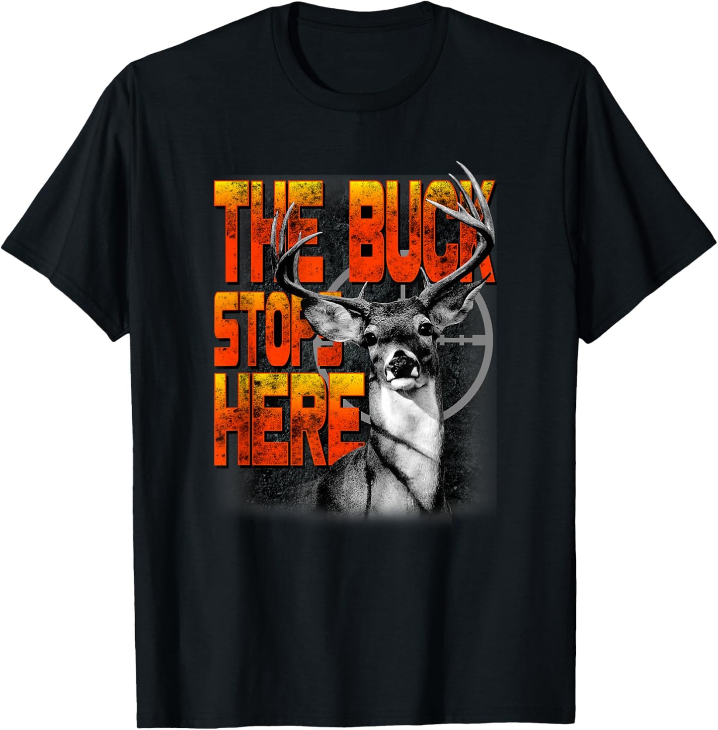 Trendy The Buck Stops Here Hunting Humour T-Shirt - T-Shirt | Black