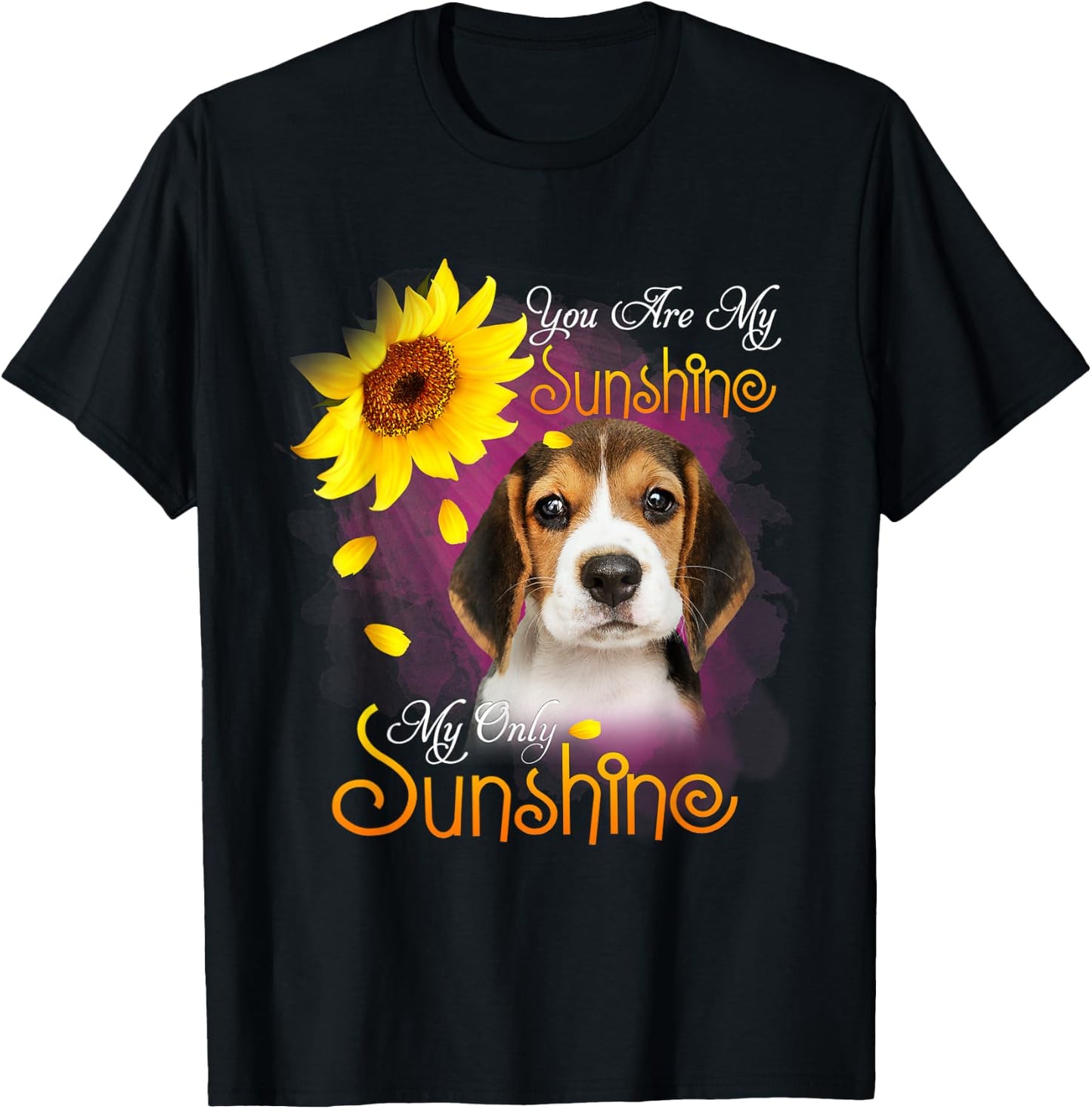 My Sunshine Beagle Dog With Sunflowers T-Shirt - T-Shirt | Black