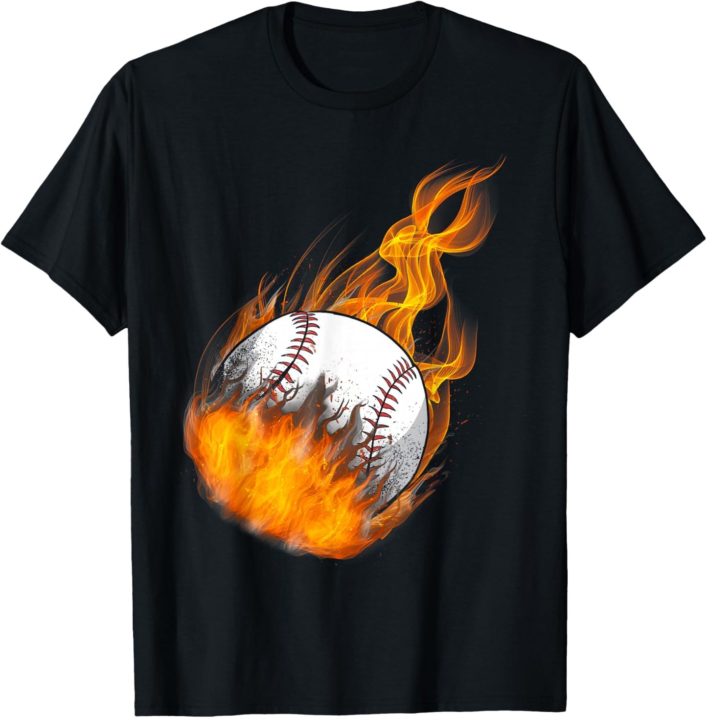 Baseball Fan Fire Vintage T-Shirt - T-Shirt | Black