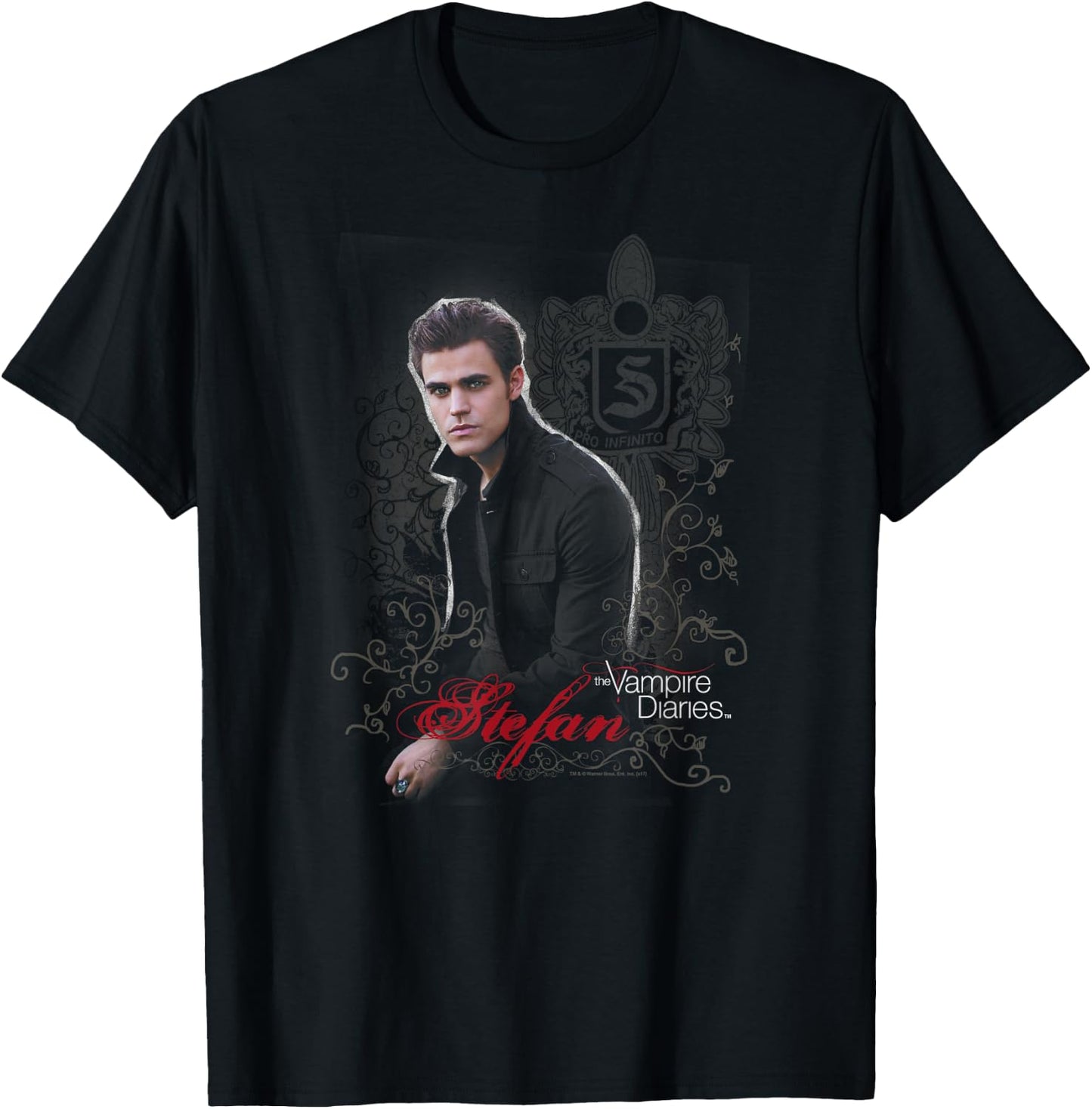 Warner Bros. Vampire Diaries Stefan -Adults Black Short Sleeve , Small T-Shirt - T-Shirt | Black