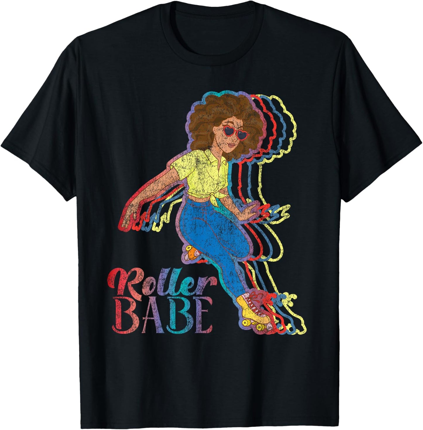 Cool Roller Skating Skate Girl 1970S Retro T-Shirt - T-Shirt | Black