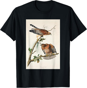 Vintage Red-Shouldered Hawks Birds Illustration Men & Women T-Shirt - T-Shirt | Black