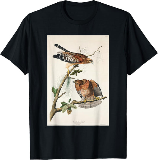 Vintage Red-Shouldered Hawks Birds Illustration Men & Women T-Shirt - T-Shirt | Black