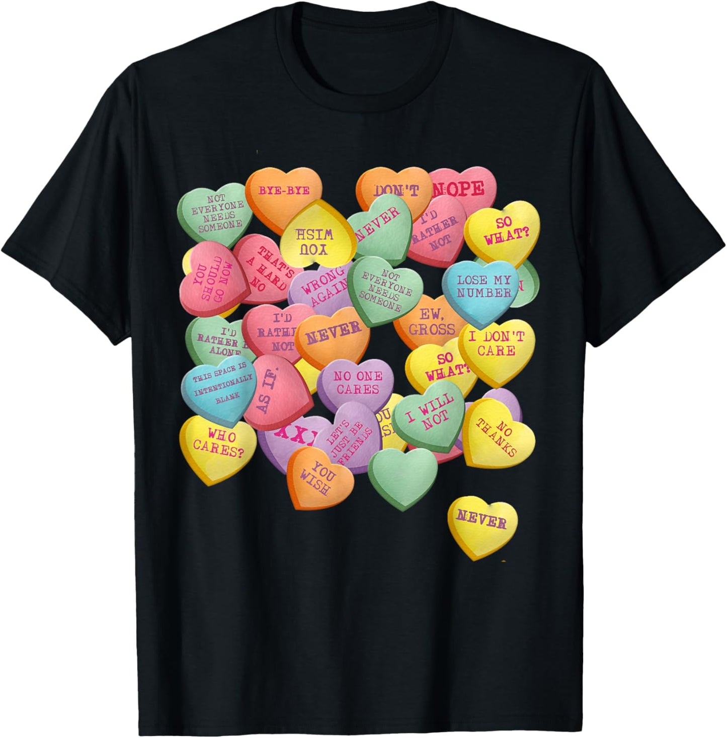 Vintage Candy Conversation Hearts for Anti Valentine's Day T-Shirt - T-Shirt | Black