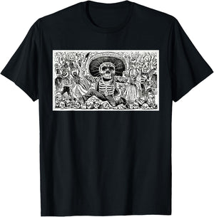 Calaveras Oaxaquena Mexican Jose Guadalupe Posada Mexico T-Shirt - T-Shirt | Black