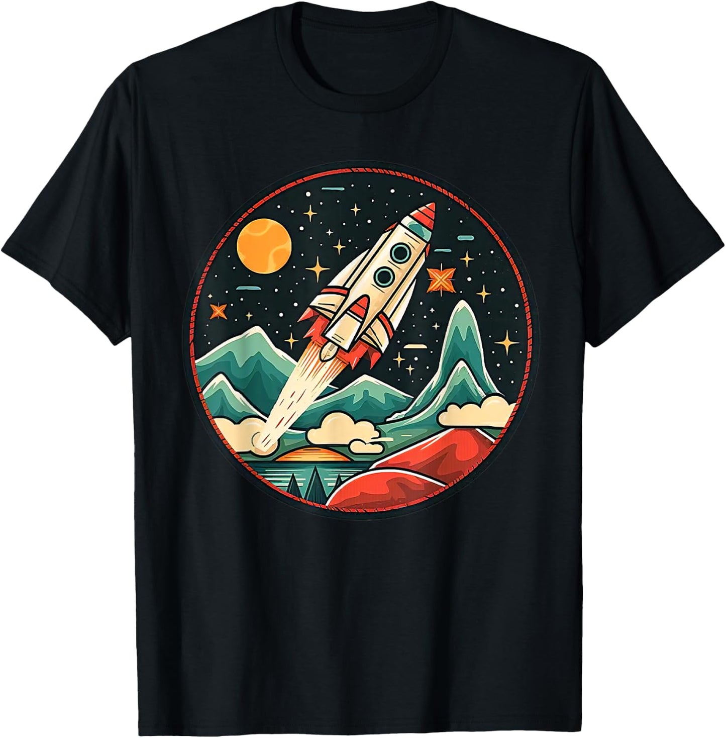 Cute Rocket Spaceship Kids Boys Toddlers Astronaut T-Shirt - T-Shirt | Black