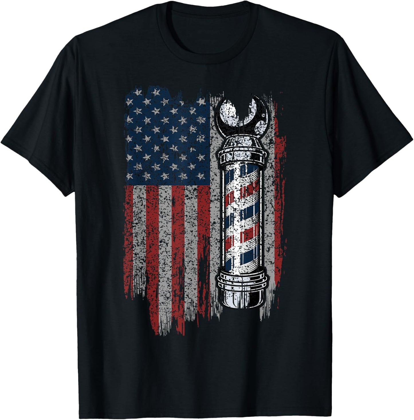 American Flag Barber - Barbershop Gift Patriotic Barber Men T-Shirt - T-Shirt | Black