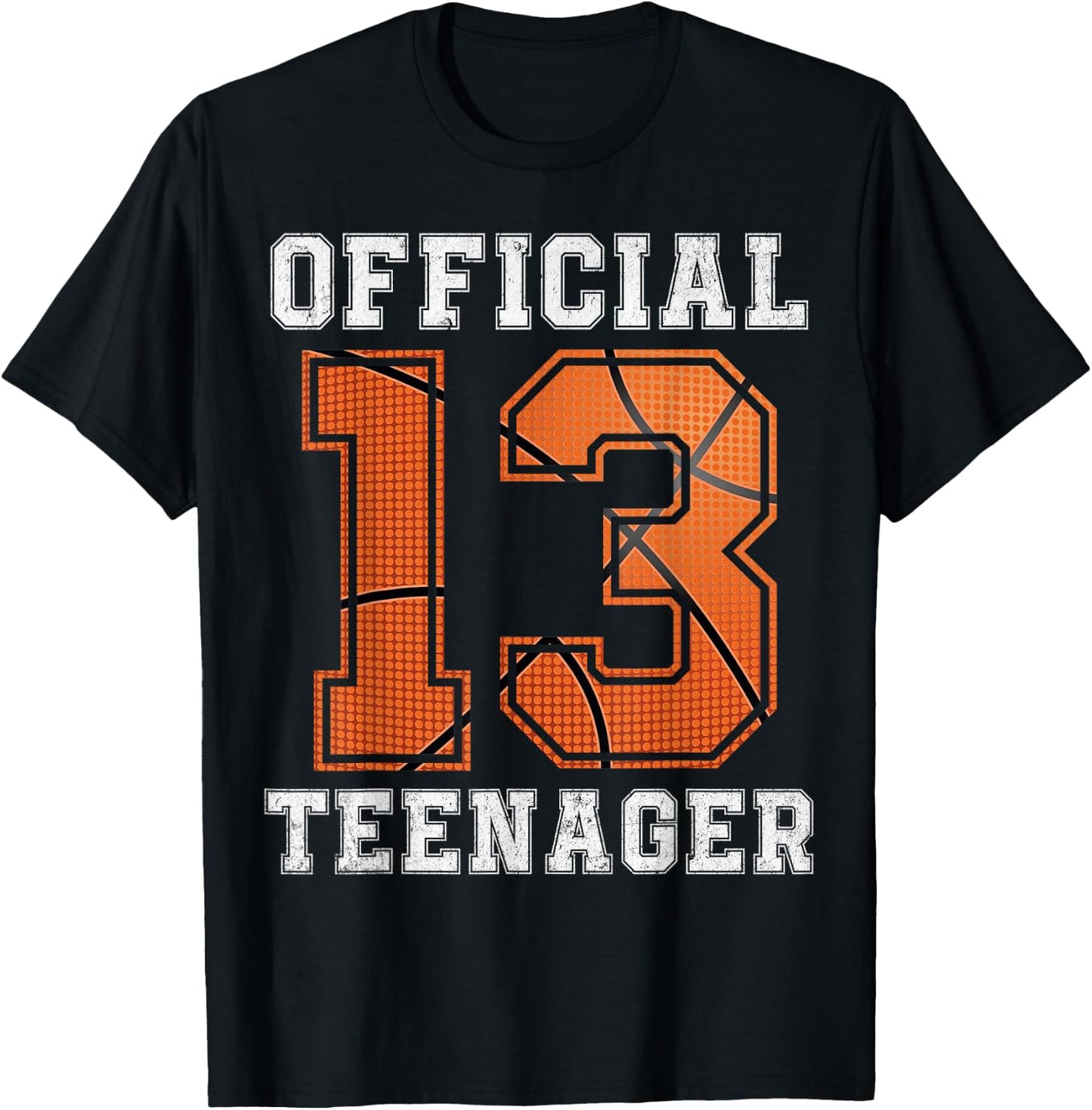 Official Teenager 13th Birthday Boy Party Basketball Teenage T-Shirt - T-Shirt | Black