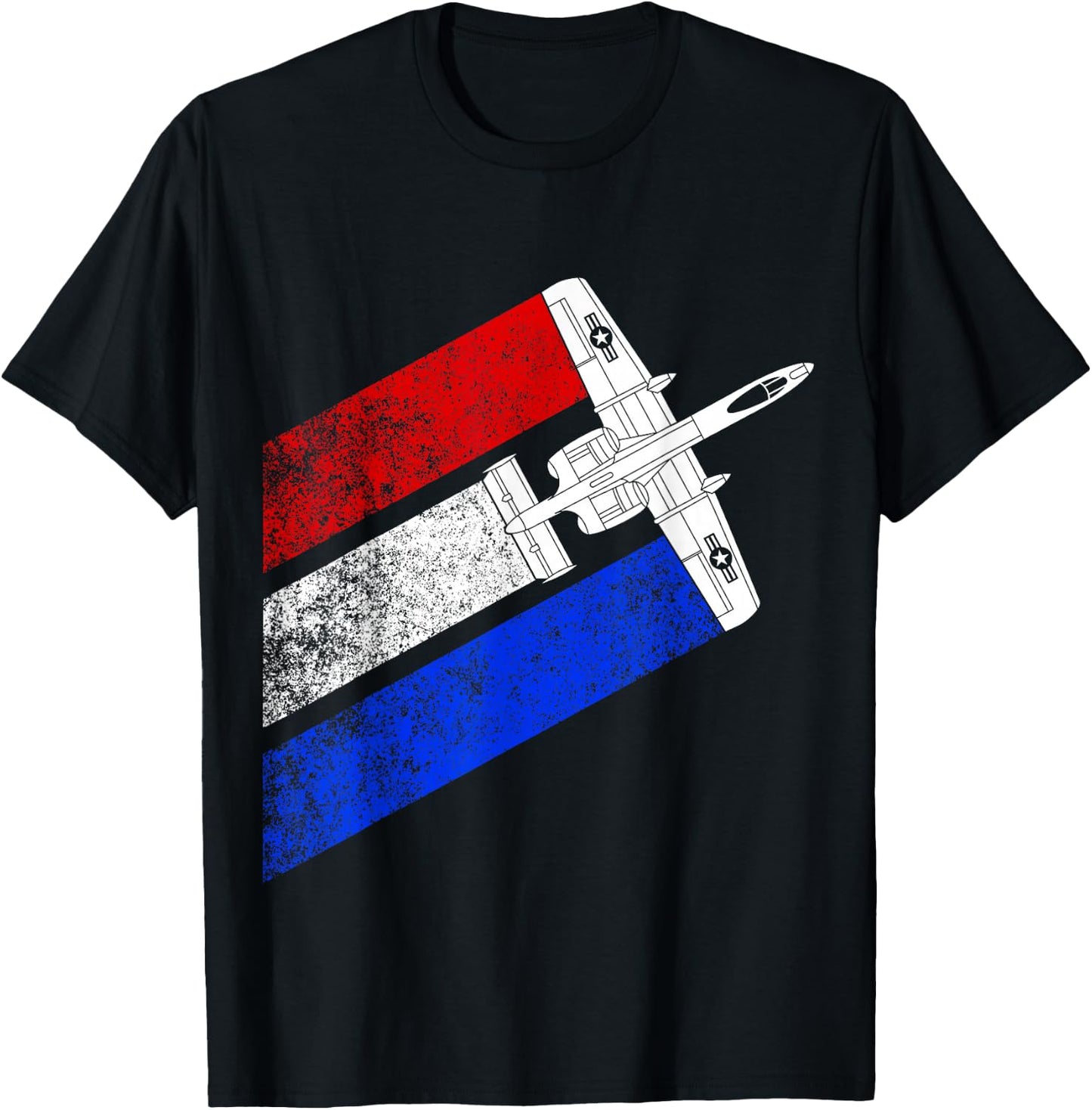 Vintage A-10 Warthog Plane Schematic US Flag T-Shirt - T-Shirt | Black