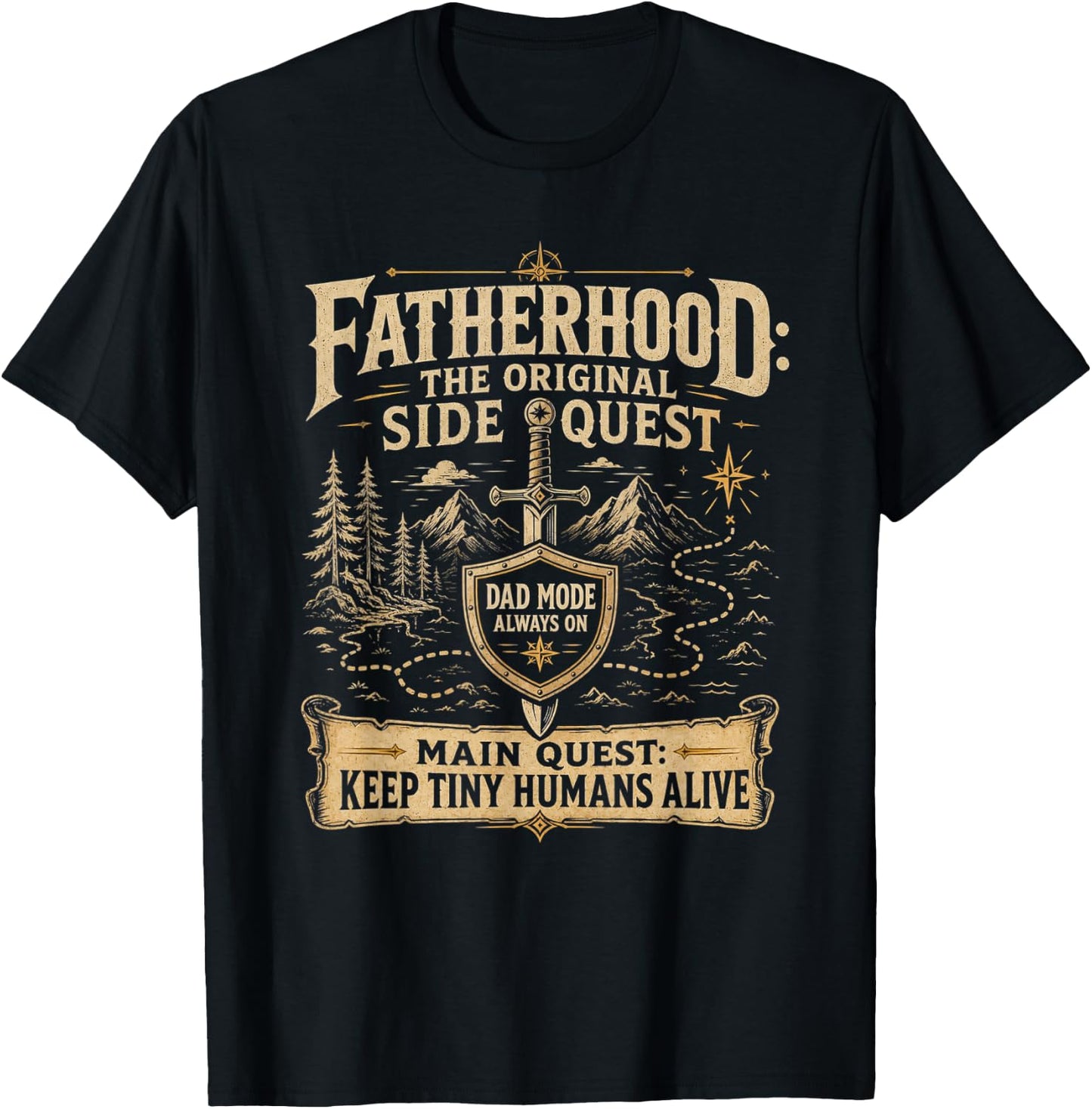 Father Fatherhood The Original Side Quest Dad Mode T-Shirt - T-Shirt | Black