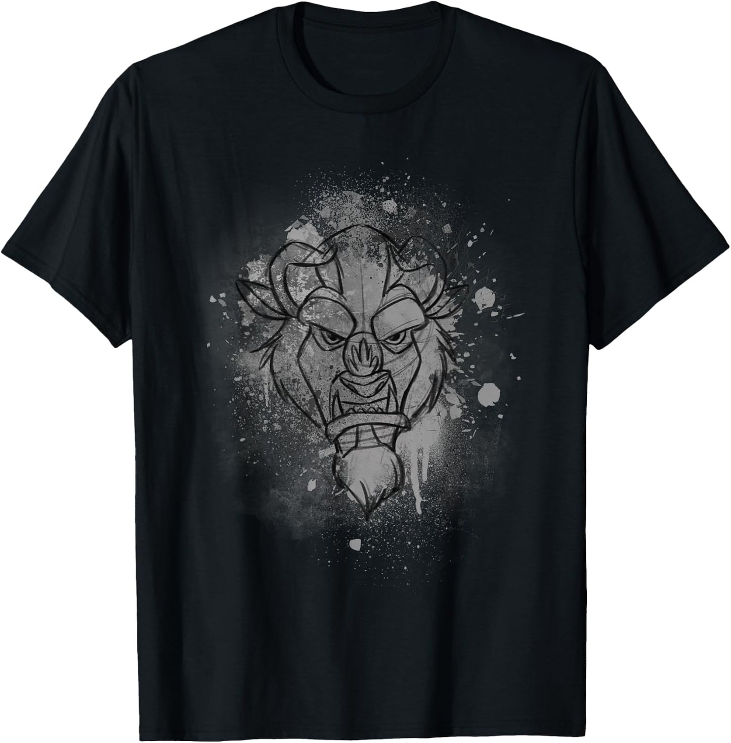 Disney Beauty And The Beast Ink Splatter Beast T-Shirt - T-Shirt | Black