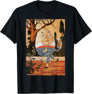 Classic Fairytale Nursery Rhymes Humpty Dumpty Sat on a Wall T-Shirt - T-Shirt | Black