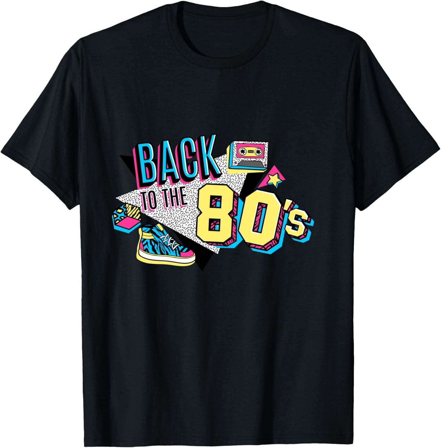 Men's Women's Kids Vintage Retro Back To 80's Outfit Graphic T-Shirt - T-Shirt | Black