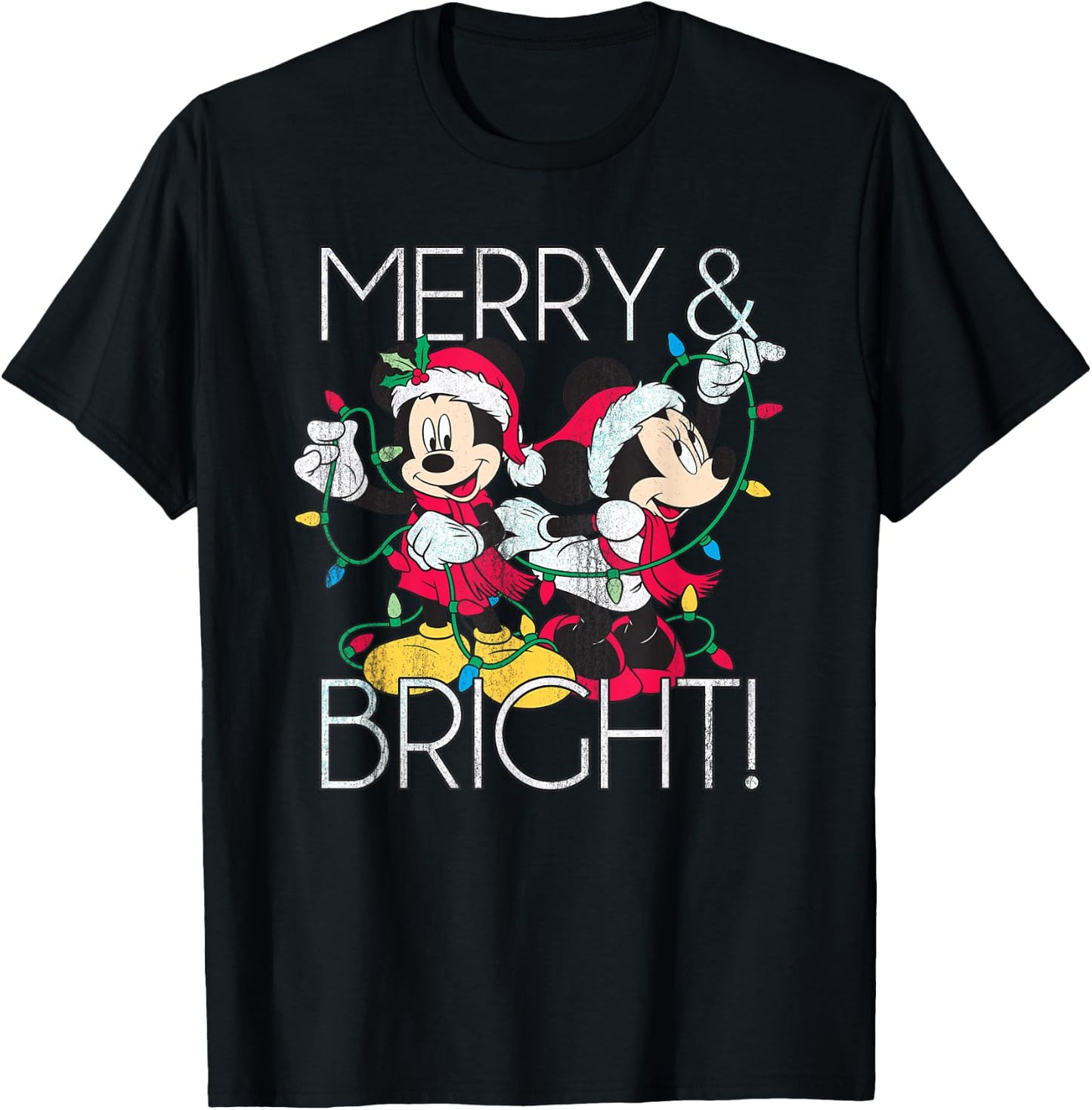Disney - Minnie and Mickey Merry N Bright Foil T-Shirt - T-Shirt | Black