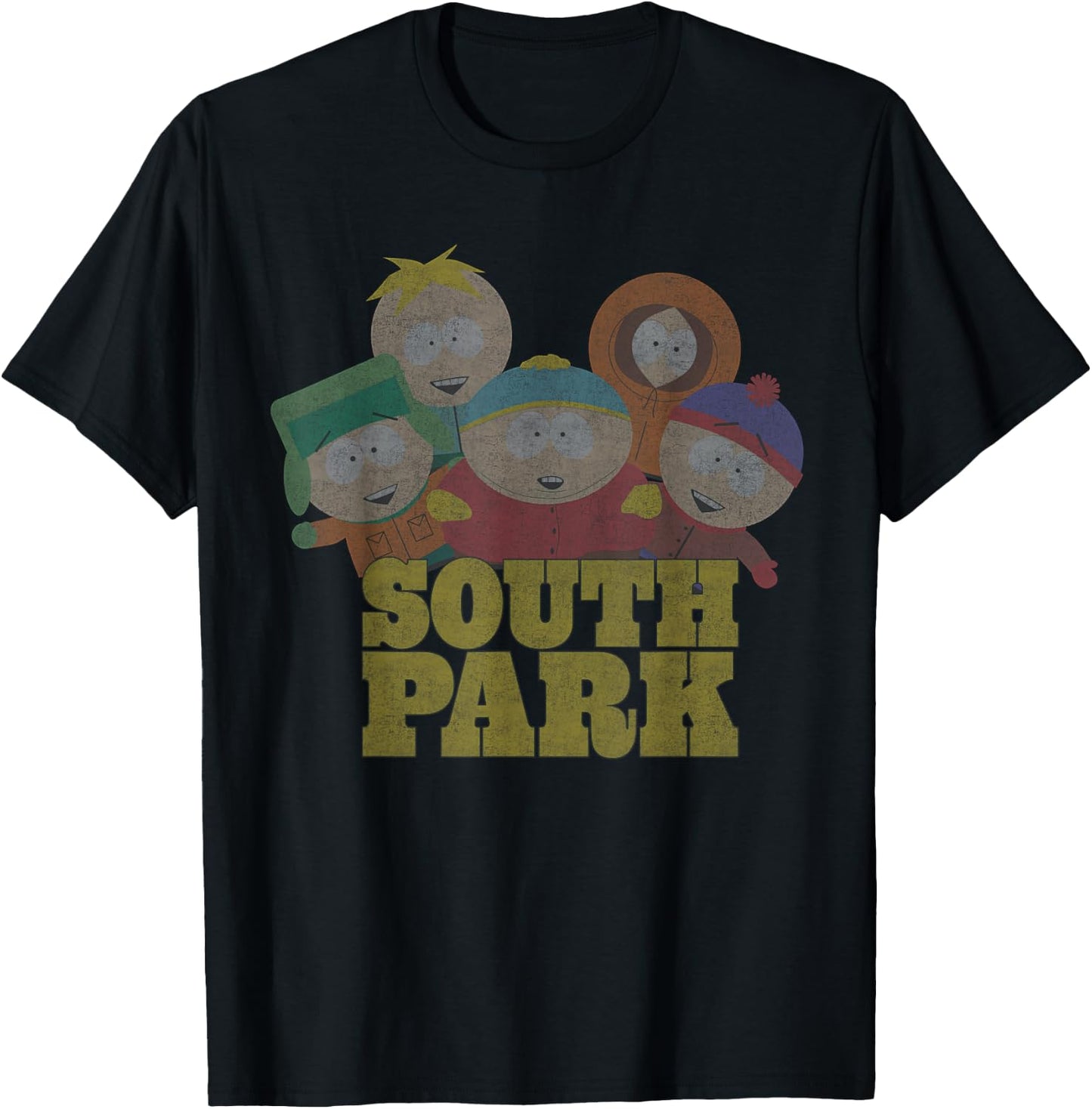 South Park Distressed Kenny, Cartman, Kyle, Stan, & Butters T-Shirt - T-Shirt | Black