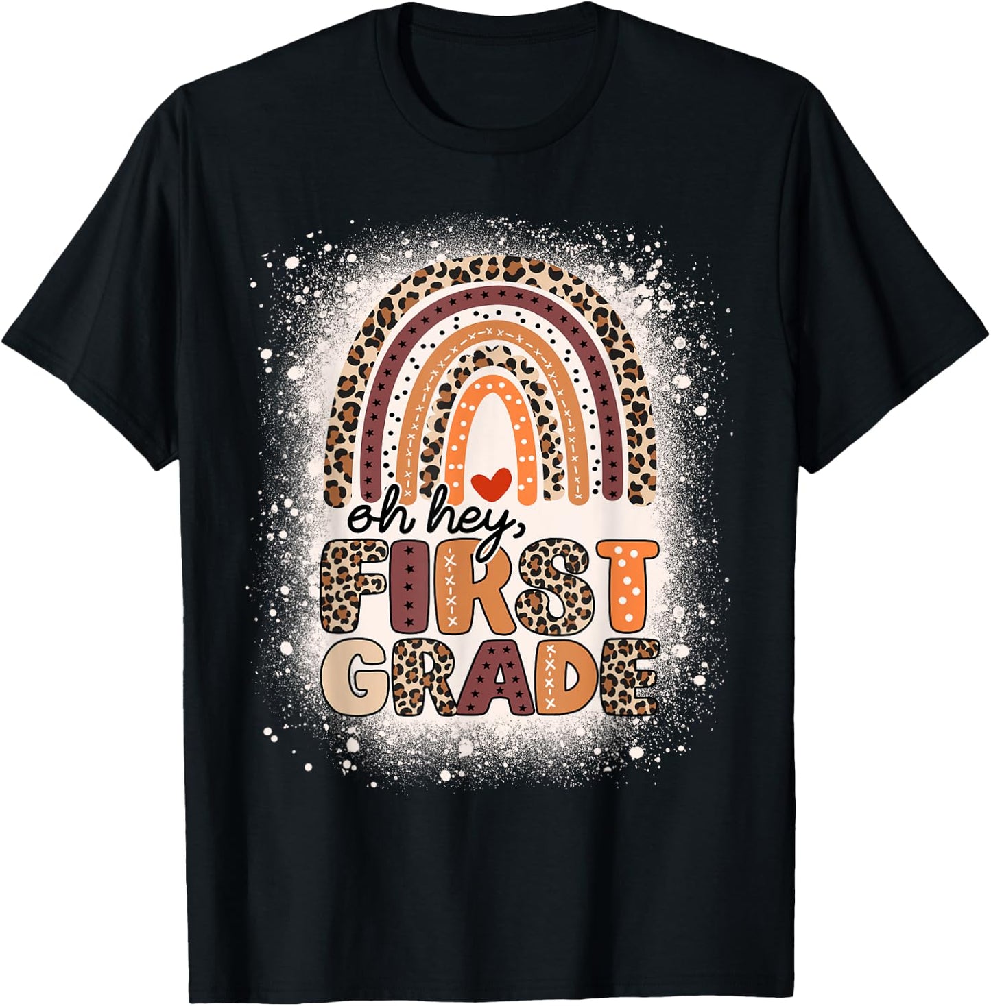 Oh Hey First Grade Rainbow Bleached 1st Day Of School Girls T-Shirt - T-Shirt | Black