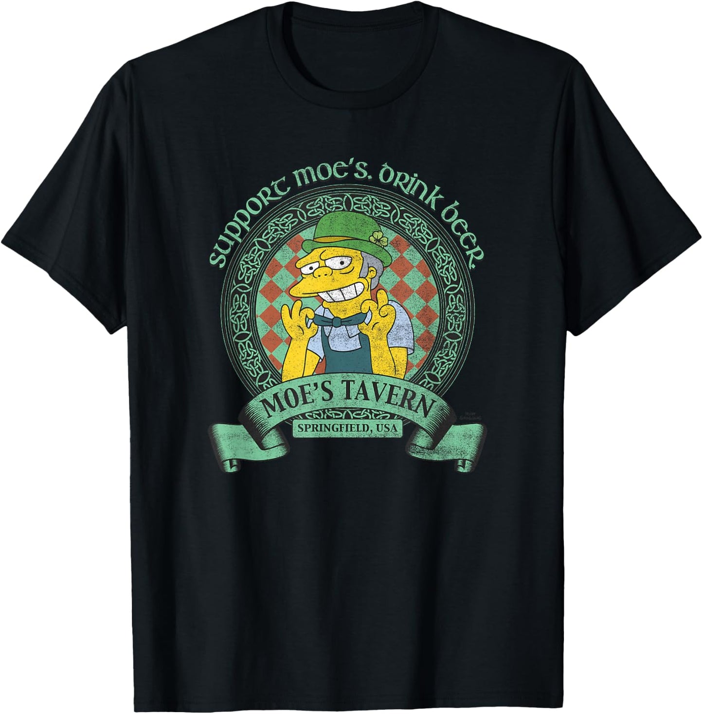 The Simpsons St. Patrick's Day Support Moe's, Drink Beer T-Shirt - T-Shirt | Black