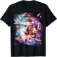 Christmas Space Cat Eating Pizza - Laser Eyes Xmas X-Mas Women Kids T-Shirt - T-Shirt | Black