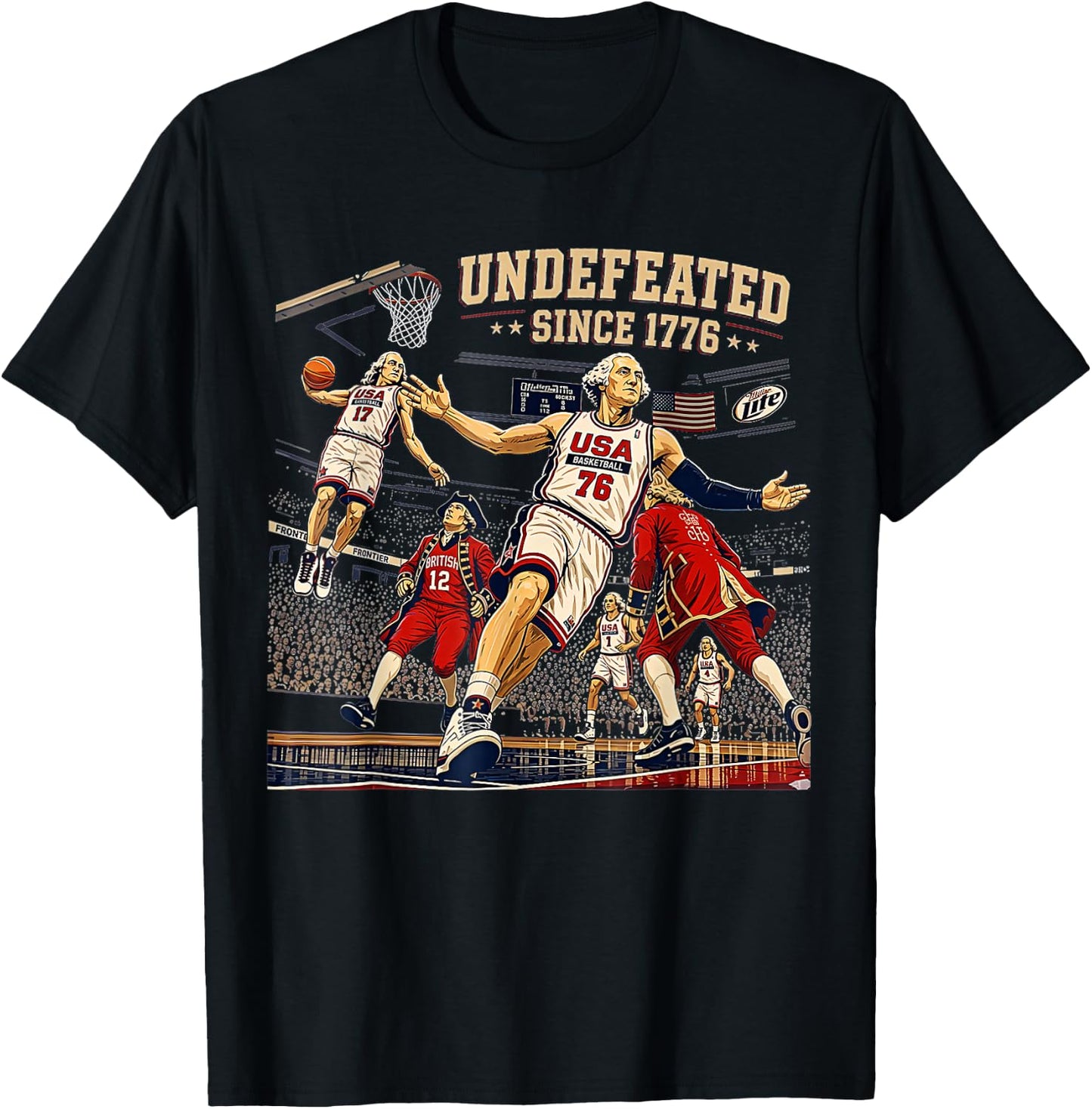 George Washington Play Basketball USA Undefeated Since 1776 T-Shirt - T-Shirt | Black
