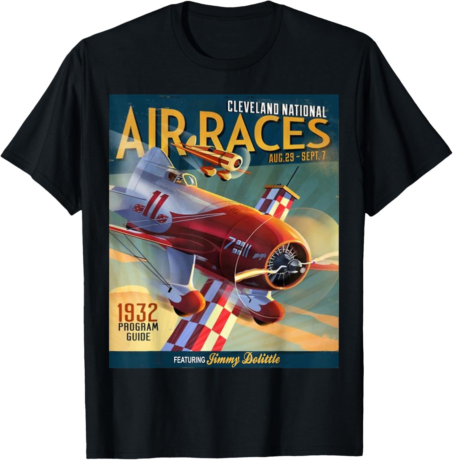National Air Races Retro Cleveland Air Show Airplane T-Shirt - T-Shirt | Black