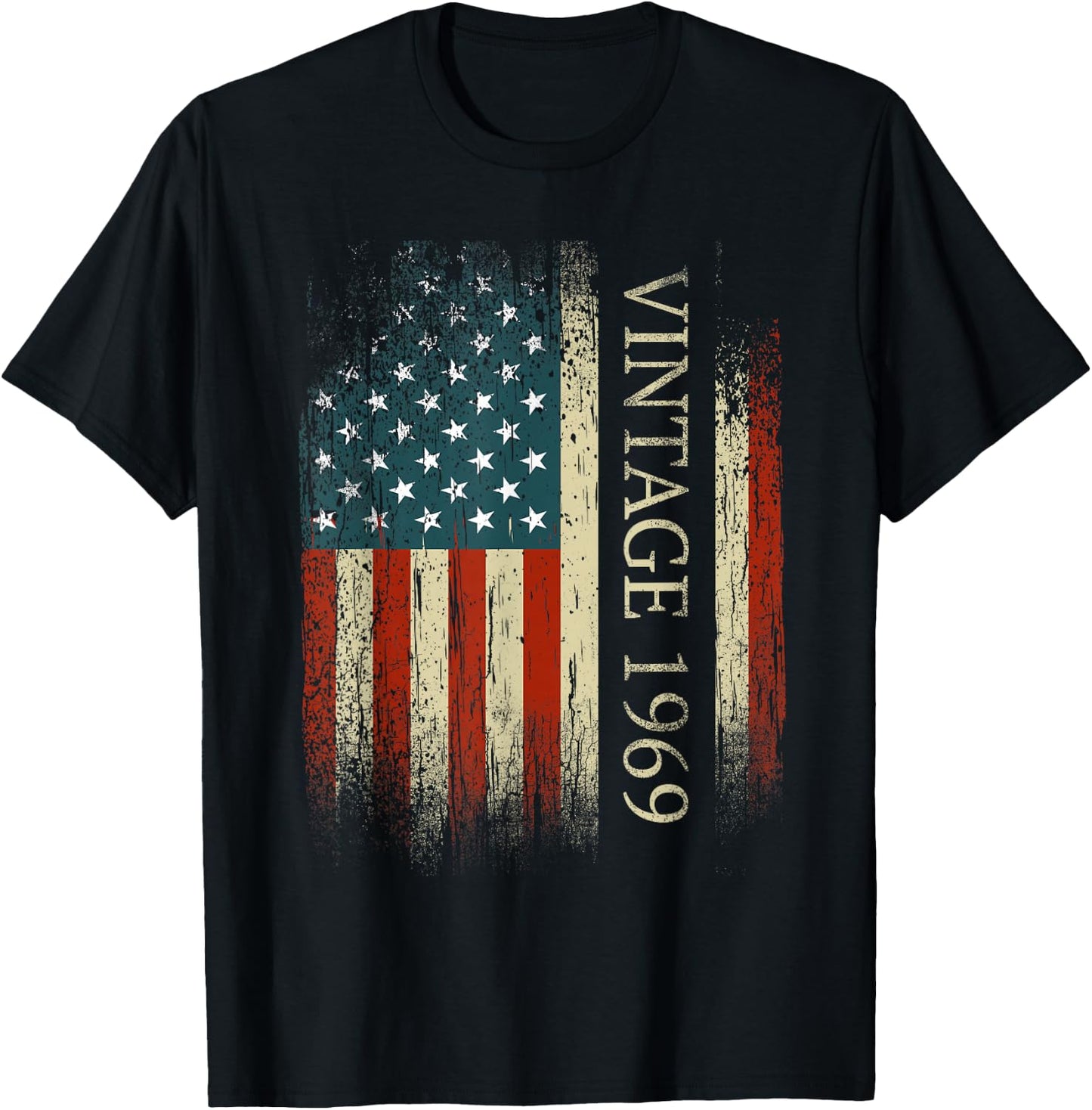 56th Birthday Vintage 1969 Usa Flag 56 Year Old Gifts Bday T-Shirt - T-Shirt | Black