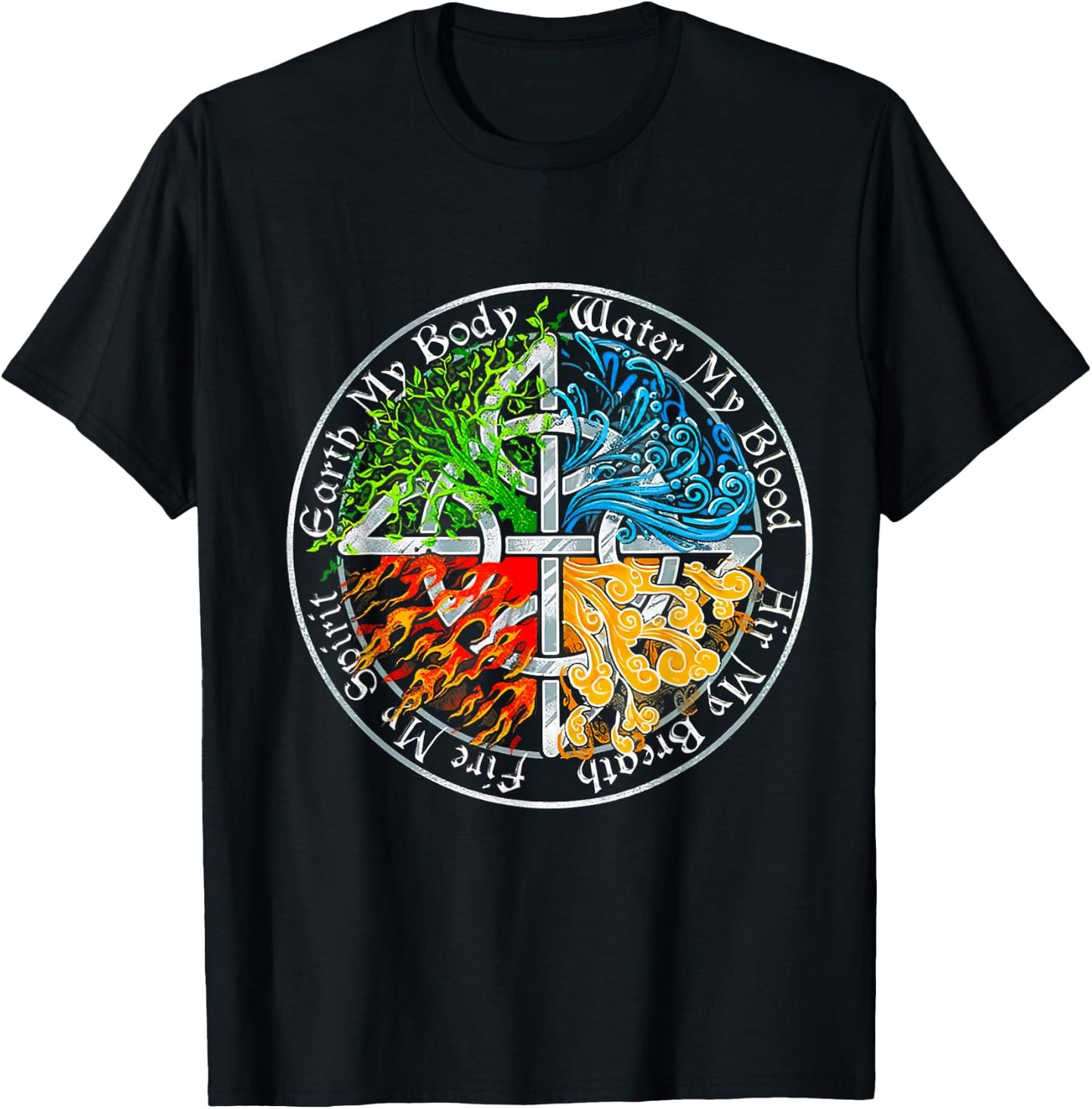 Viking Tree, Earth My Body Water My Blood, Air My Breath T-Shirt - T-Shirt | Black