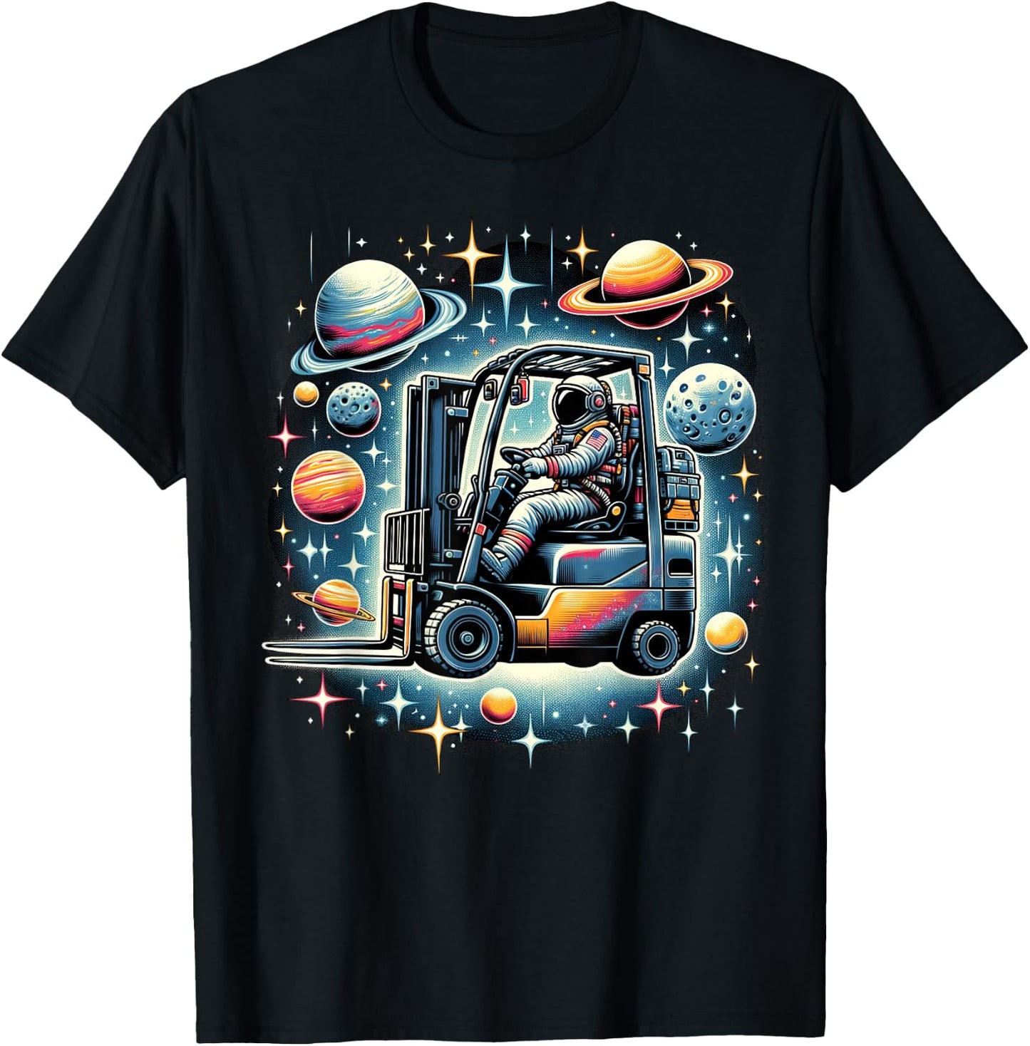 Forklift operator Astronaut Operating forklifts T-Shirt - T-Shirt | Black