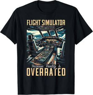 Flight Simulator Aviation Console Pilot Flight Simulation T-Shirt - T-Shirt | Black