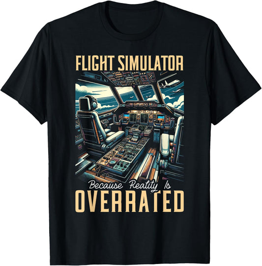 Flight Simulator Aviation Console Pilot Flight Simulation T-Shirt - T-Shirt | Black