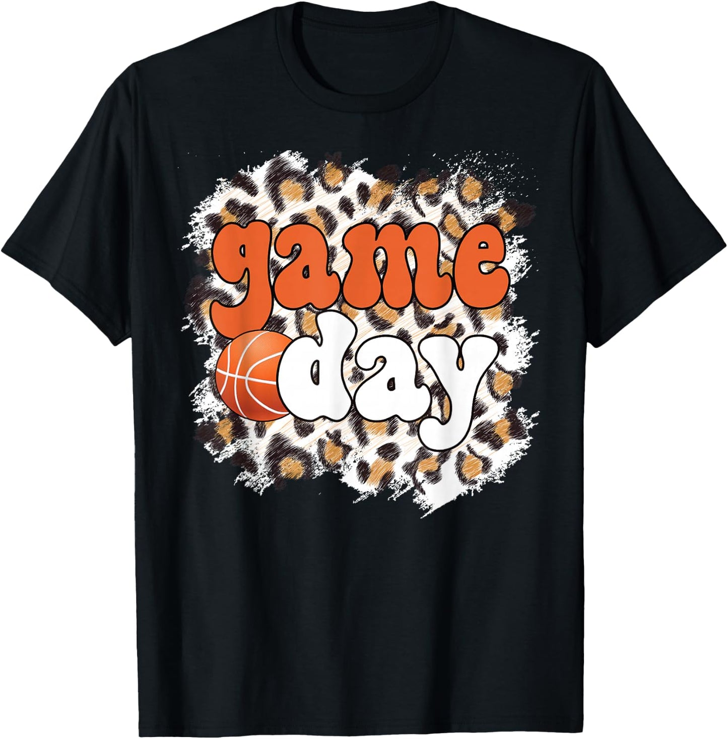 Game Day Leopard Basketball Game Day T-Shirt - T-Shirt | Black
