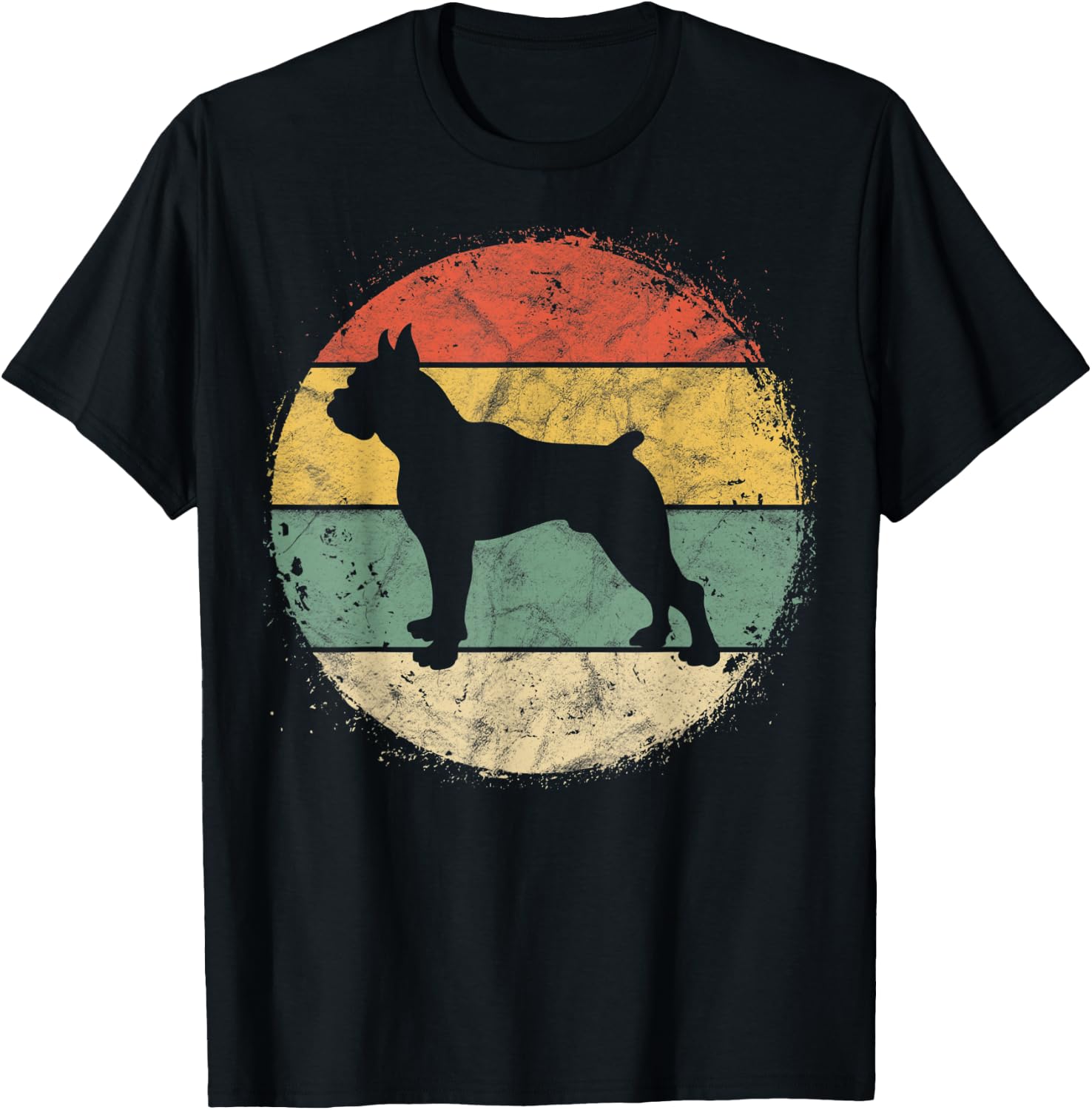 Circular Retro Boxer Owner Gift Boxer Dad Mom T-Shirt - T-Shirt | Black